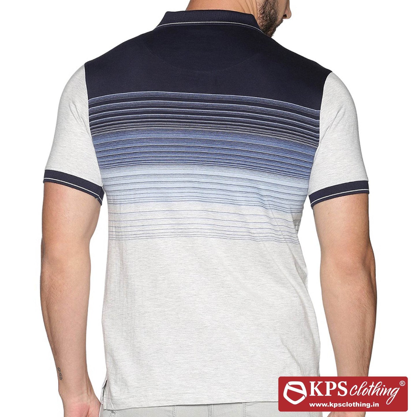 Men's Combed Cotton Jersey Striped Slim Fit Half Sleeve Polo T-shirt with Chest Pocket