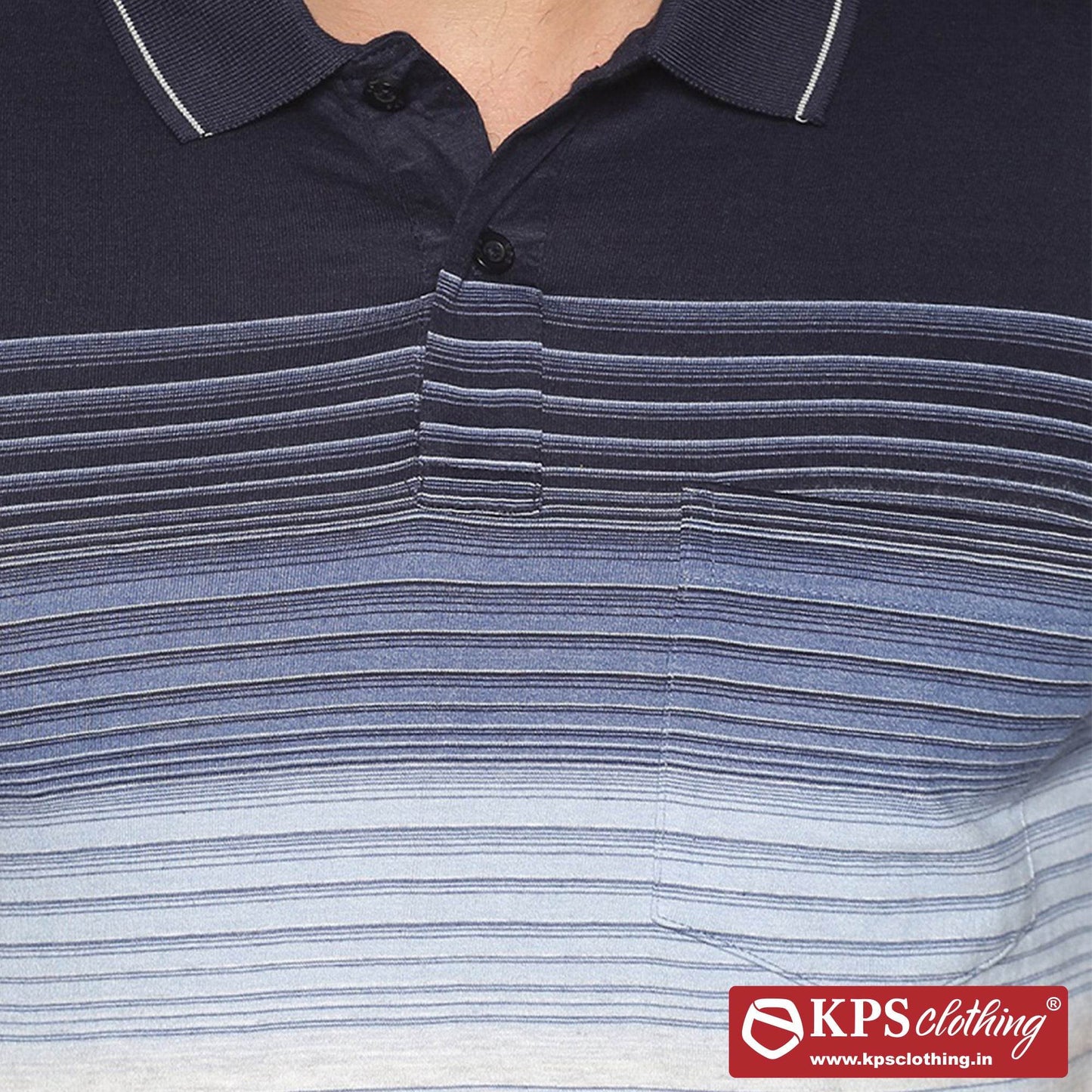 Men's Combed Cotton Jersey Striped Slim Fit Half Sleeve Polo T-shirt with Chest Pocket