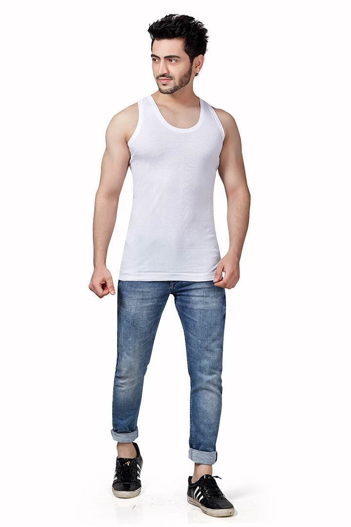Poomex Flex RN Men's Combed Cotton Rib Comfort Fit Sleeveless Vest