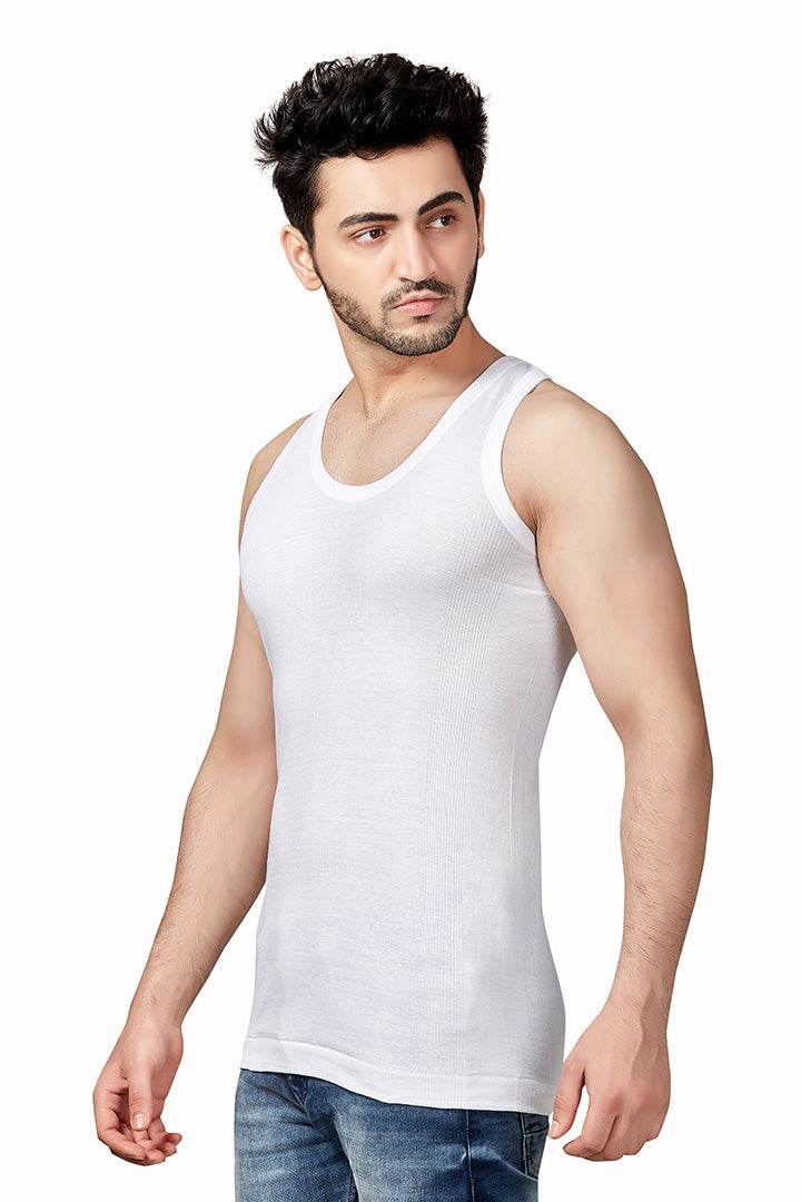 Poomex Flex RN Men's Combed Cotton Rib Comfort Fit Sleeveless Vest
