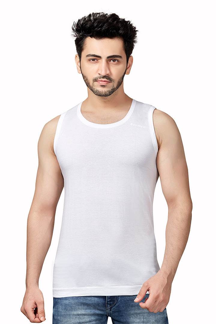 Poomex Premium CP Men's Combed Cotton Jersey Comfort Fit Broad-Shoulder Sleeveless Vest
