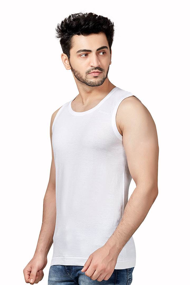 Poomex Premium CP Men's Combed Cotton Jersey Comfort Fit Broad-Shoulder Sleeveless Vest