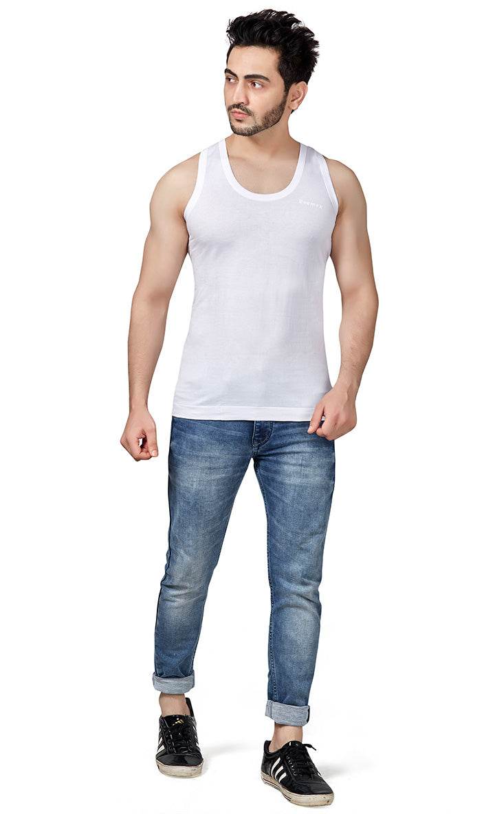 Poomex Premium RN Men's Combed Cotton Jersey Comfort Fit Sleeveless Vest
