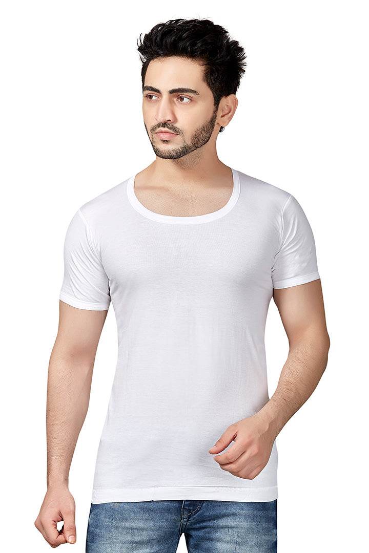 Poomex Premium RNS Men's Combed Cotton Jersey Comfort Fit Half Sleeved Vest