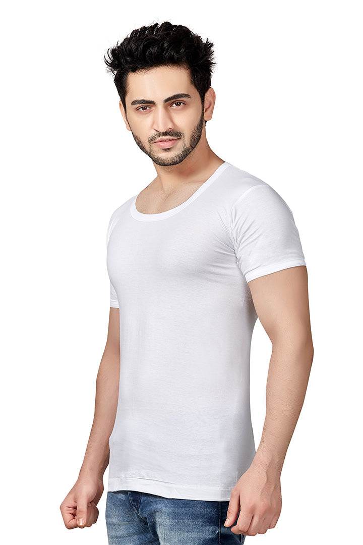 Poomex Premium RNS Men's Combed Cotton Jersey Comfort Fit Half Sleeved Vest