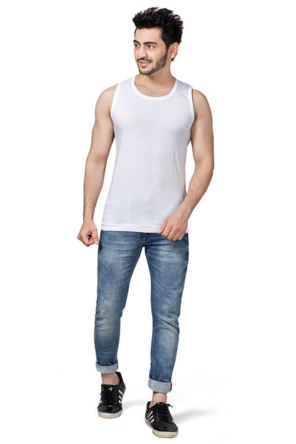 Poomex Premium CP Men's Combed Cotton Jersey Comfort Fit Broad-Shoulder Sleeveless Vest