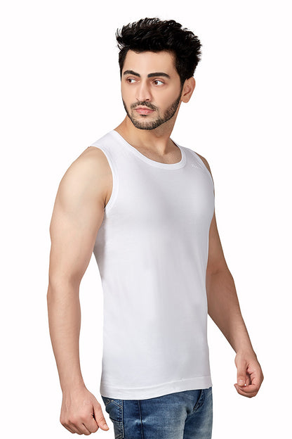 Poomex Premium CP Men's Combed Cotton Jersey Comfort Fit Broad-Shoulder Sleeveless Vest